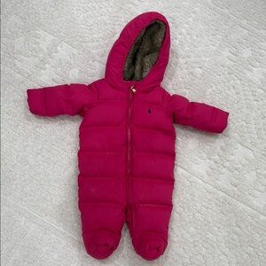 Ralph Lauren Pink Quilted Footie Snowsuit
